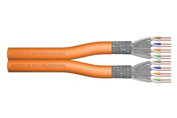 Digitus Instalační kabel CAT 7 S-FTP, 1200 MHz Dca (EN 50575), AWG 23/1, 100 m kroužek, duplex, barva oranžová