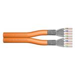 Digitus Instalační kabel CAT 7 S-FTP, 1200 MHz Dca (EN 50575), AWG 23/1, 500 m buben, duplex, barva oranžová