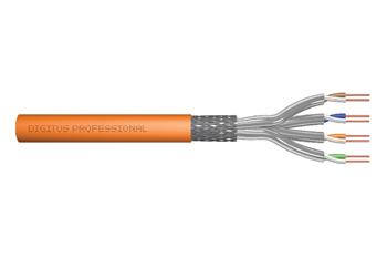 DIGITUS Instalační kabel CAT 7 S-FTP, 1200 MHz Dca (EN 50575), AWG 23/1, 500 m buben, simplex, barva oranžová