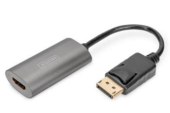 Digitus Převodník DP - HDMI, 20 cm 8K/60Hz, šedý, hliníkové pouzdro