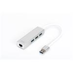 DIGITUS USB 3.0 HUB, 3 porty a Gigabit LAN adaptér 3xUSB A / F, 1xUSB A / M, 1xRJ45 LAN, Win / Mac OS