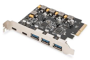 Digitus USB 3.1 přídavná karta PCI Express 2x USB-C + 3x USB A