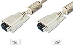 Digitus VGA kabel připojovací, 2x stíněný, 2x ferit, béžový, Měď, 15m