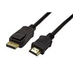 DisplayPort - HDMI kabel, DP(M) -> HDMI M, 4K@30Hz, zlacené konektory, 5m