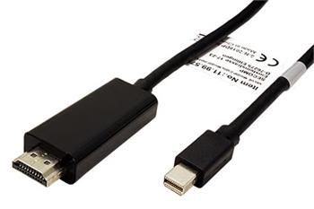 DisplayPort - HDMI kabel, miniDP(M) -> HDMI M, 4K@30Hz, 3m