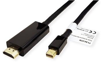DisplayPort - HDMI kabel, miniDP(M) -> HDMI(M), 4K 60Hz, 1m