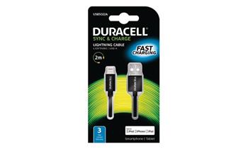 DURACELL - USB5012A - napájecí a synchronizační kabel pro Apple Lightning zařízení černý 2m