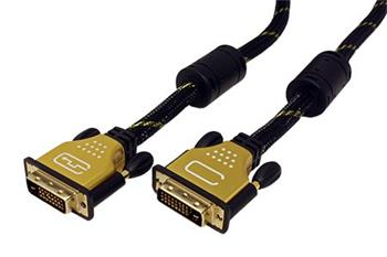 DVI kabel, DVI-D(M) - DVI-D(M), dual link, s ferity, zlacené konektory, 3m