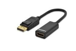 Ednet Adaptérový kabel DisplayPort, DP - HDMI typ A, M / F, 0,15 m, s blokováním, kompatibilní s DP 1.2, UL, CE, bl, zl