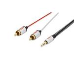 Ednet Audio propojovací kabel, stereo 3,5 mm samec -2x RCA samec, 2,5 m, CCS, stíněný, bavlna, zlato, sstříbrná/černá/č