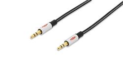 Ednet Audio propojovací kabel, stereo 3,5 mm samec/samec, 1,5 m, CCS, stíněný, bavlna, zlato, stříbrná/černá