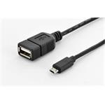 Ednet Kabelový adaptér USB 2.0, OTG, typ micro B - A M / F, 0,3 m, vysokorychlostní, micro B 