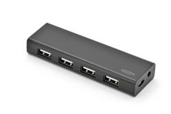 Ednet USB 2.0 HUB, 4 porty, přenos dat až 480Mbps, 5V / 2A adaptér, černý