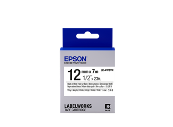 Epson Label Cartridge Vinyl LK-4WBVN Black/White 12mm (7 metres)