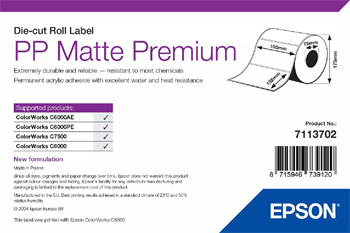 EPSON PP Matte Label Premium, Die-cut Roll, 105mm x 152mm, 800 Labels