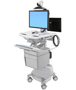 ERGOTRON StyleView® Telemedicine Cart, Back-to-Back Monitor, Powered, pojízdný stojan, NTB/LCD, Klávesnice, myš, s napá