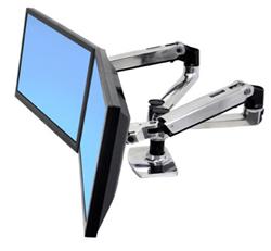 ERGOTRONLX SIDE BY SIDE DUAL ARM, Polished Aluminum, stojan stolní pro 2LCD max 27"