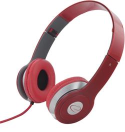 Esperanza EH145R TECHNO Stereo sluchátka, skládací, ovl. hlasitosti, 3m, červená