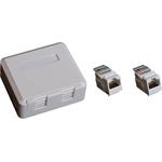 EuroLan UTP zásuvka na omítku, 2x RJ45, bílá, Cat.6 keystony