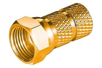 F konektor pro kabel 6,5mm, šroubovací, měď, zlacený