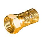 F konektor pro kabel 6,5mm, šroubovací, měď, zlacený
