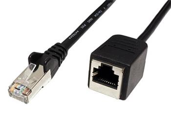 FTP patchkabel prodlužovací kat. 5e, RJ45 M-F, 0,5m, černý