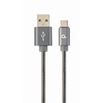 GEMBIRD CABLEXPERT Kabel USB 2.0 AM na Type-C kabel (AM/CM), 1m, metalická spirála, šedý, blister, PREMIUM QUALITY