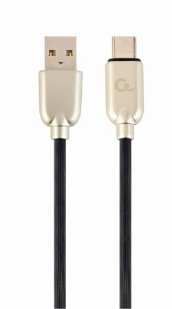 GEMBIRD CABLEXPERT Kabel USB 2.0 AM na Type-C kabel (AM/CM), 1m, pogumovaný, černý, blister, PREMIUM QUALITY