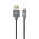 GEMBIRD CABLEXPERT Kabel USB 2.0 AM na Type-C kabel (AM/CM), 2m, metalická spirála, šedý, blister, PREMIUM QUALITY