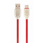 GEMBIRD CABLEXPERT Kabel USB 2.0 AM na Type-C kabel (AM/CM), 2m, pogumovaný, červený, blister, PREMIUM QUALITY