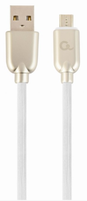 GEMBIRD CC-USB2R-AMmBM-2M-W Premium gumový Micro-USB nabíjecí a datový kabel 2m bílý