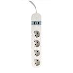 GEMBIRD chytrá prodlužovačka s USB nabíječkou, 4 zásuvky, bílá