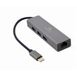 Gembird Gigabitový síťový adaptér USB-C s 3portovým rozbočovačem USB 3.1