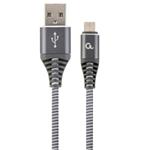 GEMBIRD prémiový nabíjecí a datový kabel Micro-USB, opletený bavlnou, 1 metr, šedo-bílý