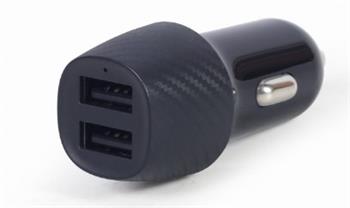 GEMBIRD TA-U2C48A-CAR-01 – 2portová USB nabíječka do auta, 4,8 A, černá