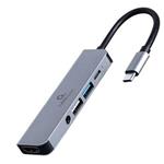 Gembird USB typu-C 5-in-1 multisortový adaptér (HUB + HDMI + PD + stereo audio)