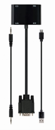 GEMBIRD VGA na HDMI + VGA adaptér kabel 0,15 m černý