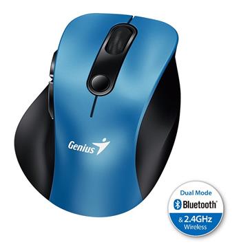 GENIUS Ergo 9000S Blue/ duální Bluetooth + 2,4GHz/ 2400 dpi/ bezdrátová/ tichá/ modrá