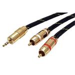 Gold kabel jack 3,5M - 2x cinch(M), 2,5m