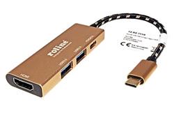 GOLD Multiport adaptér USB C (M) -> HDMI A(F) 4K@30Hz, 2x USB3.0 A(F), USB C (PD)