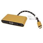 GOLD multiport adaptér USB C(M) -> HDMI A(F) (4K@60Hz), VGA(F), USB C(F) PD