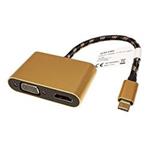 GOLD multiport adaptér USB C(M) -> HDMI A(F), VGA(F), 4K@60Hz