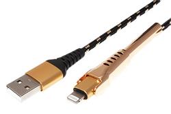 GOLD USB 2.0 kabel, USB A(M) - Lightning (M), s opěrkou, 1m