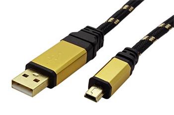 Gold USB 2.0 kabel USB A(M) - miniUSB 5pin B(M), 0,8m