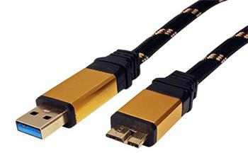 Gold USB SuperSpeed 5Gbps kabel USB3.0 A(M) - microUSB3.0 B(M), 0,8m