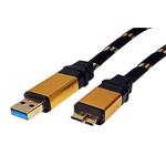 Gold USB SuperSpeed 5Gbps kabel USB3.0 A(M) - microUSB3.0 B(M), 1,8m