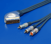 HQ OFC Kabel SCART (M) - 3x Cinch (M), RGB video, 1m