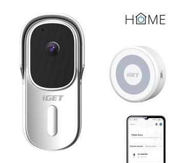 iGET HOME Doorbell DS1 White + CHS1 White - WiFi bateriový videozvonek, set s reproduktorem, CZ app