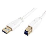 USB 5Gbps kabel USB3.0 A(M) - USB3.0 B(M), 0,8m, bílý