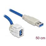 Delock Keystone modul USB 3.0 A samice 250° > USB 3.0 A samec s kabelem